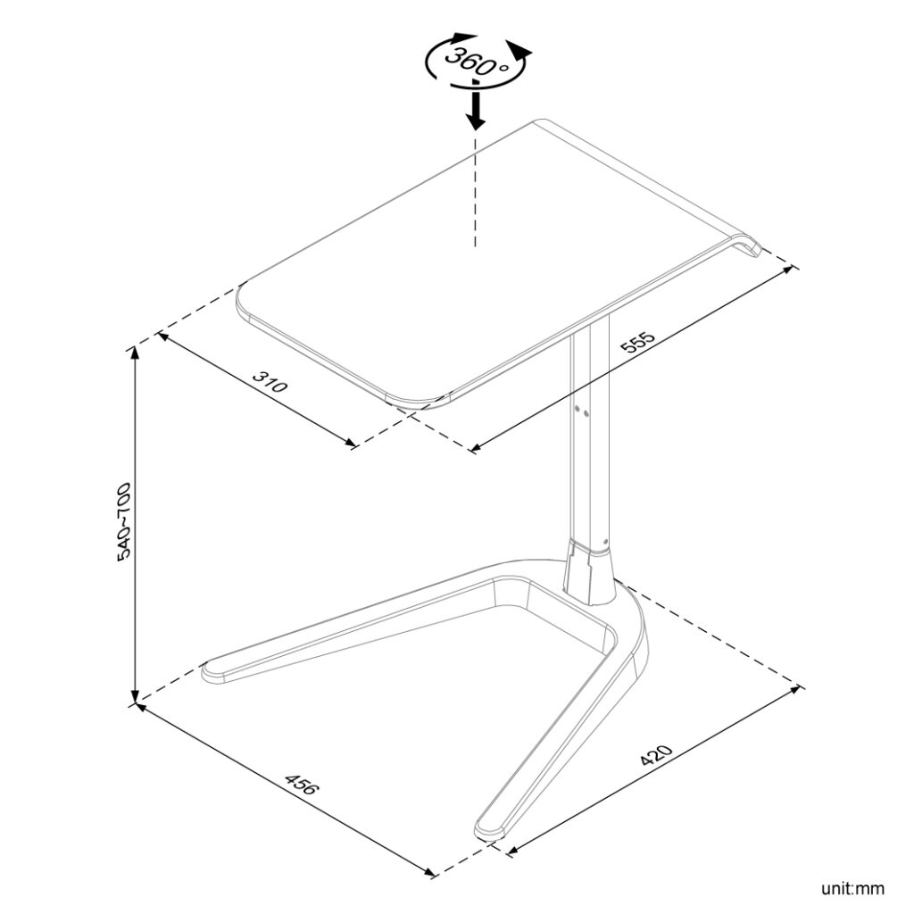 Adjustable Height Side Table FT101B Black Complemt